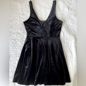 Worn once - Black Velvet dress with structured top and built in shorts